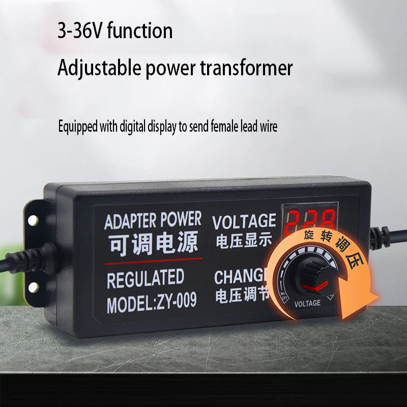 Adaptador de Alimentação DC com Display Digital, Regulação de Tensão, Regulação de Velocidade, 220V a 3V, 12V, 24V, 36