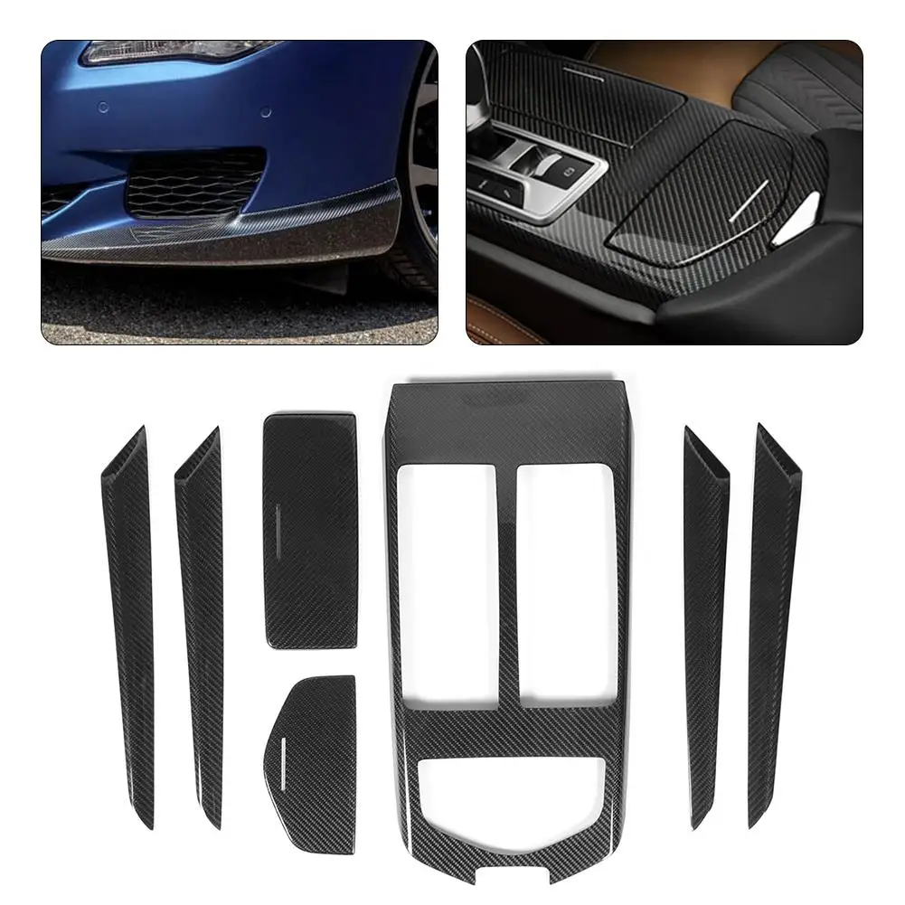 7Pcs/Set Dry Carbon Fiber Interior Trim Center Console Gear Cover Door Panel Decor Fit for Maserati Ghibli 2017 2018 2019 2020