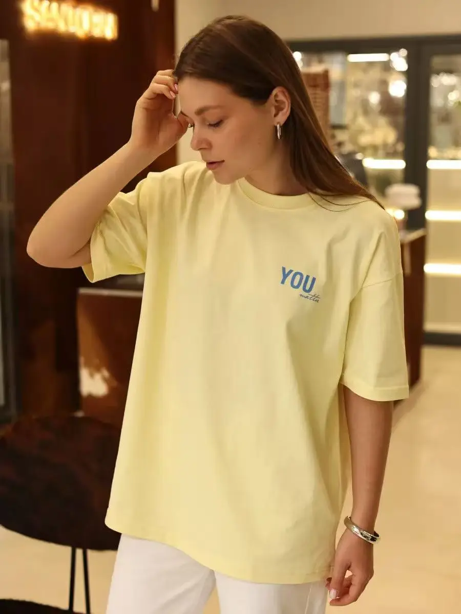 Positive Energy Text Printed Kindness T-shirt Women Korean Casual All-match Short Sleeve Casual Tees Summer 2026 Dropshipping