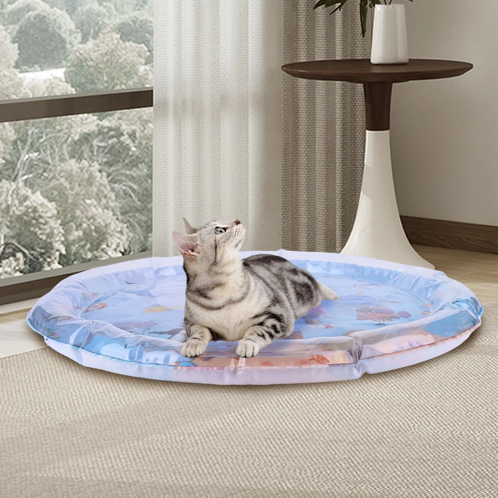 Tapis de jeu interactif Aqua Extra épais pour chat, jouets flottants pour chat, tapis de jeu sensoriel d'eau, tapis d'auto-jeu pour chats