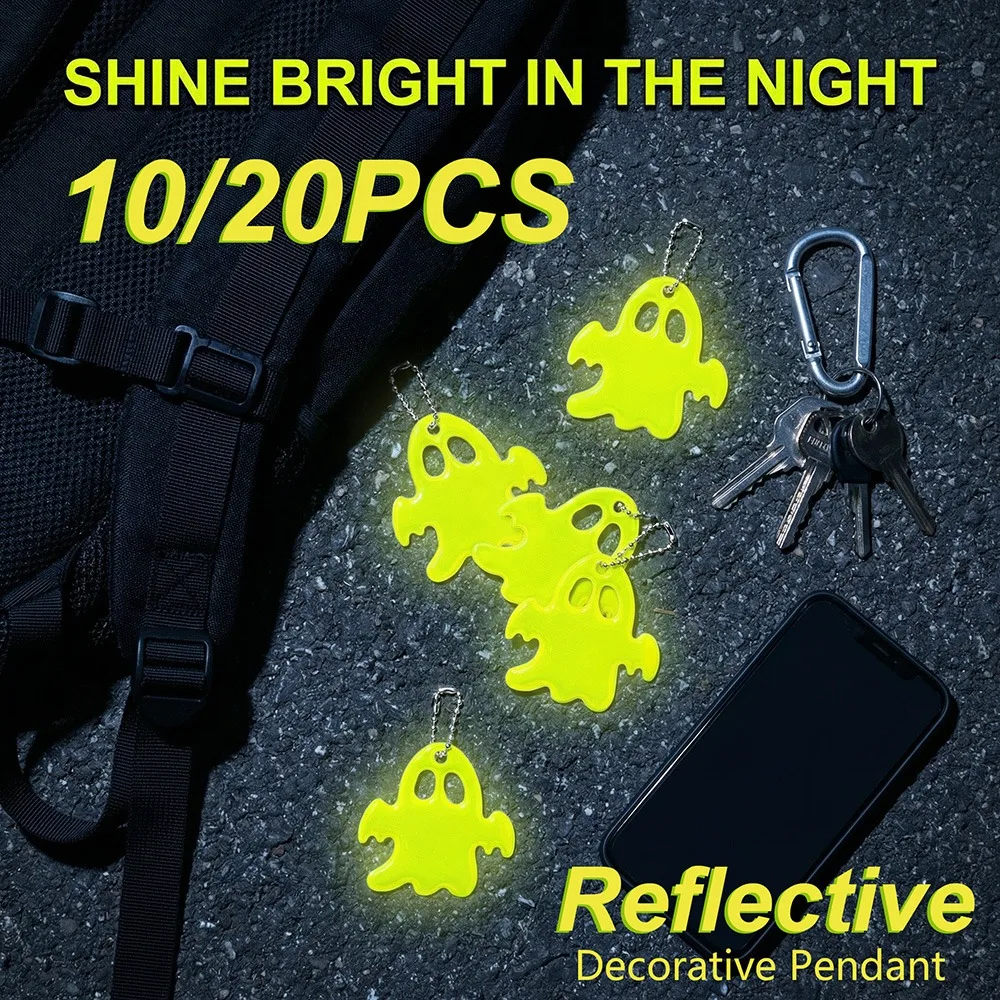 10/20 PCS Small Ghost Reflective Pendant - Fun and Cute Design, Double-sided PVC Material, Backpack Decor