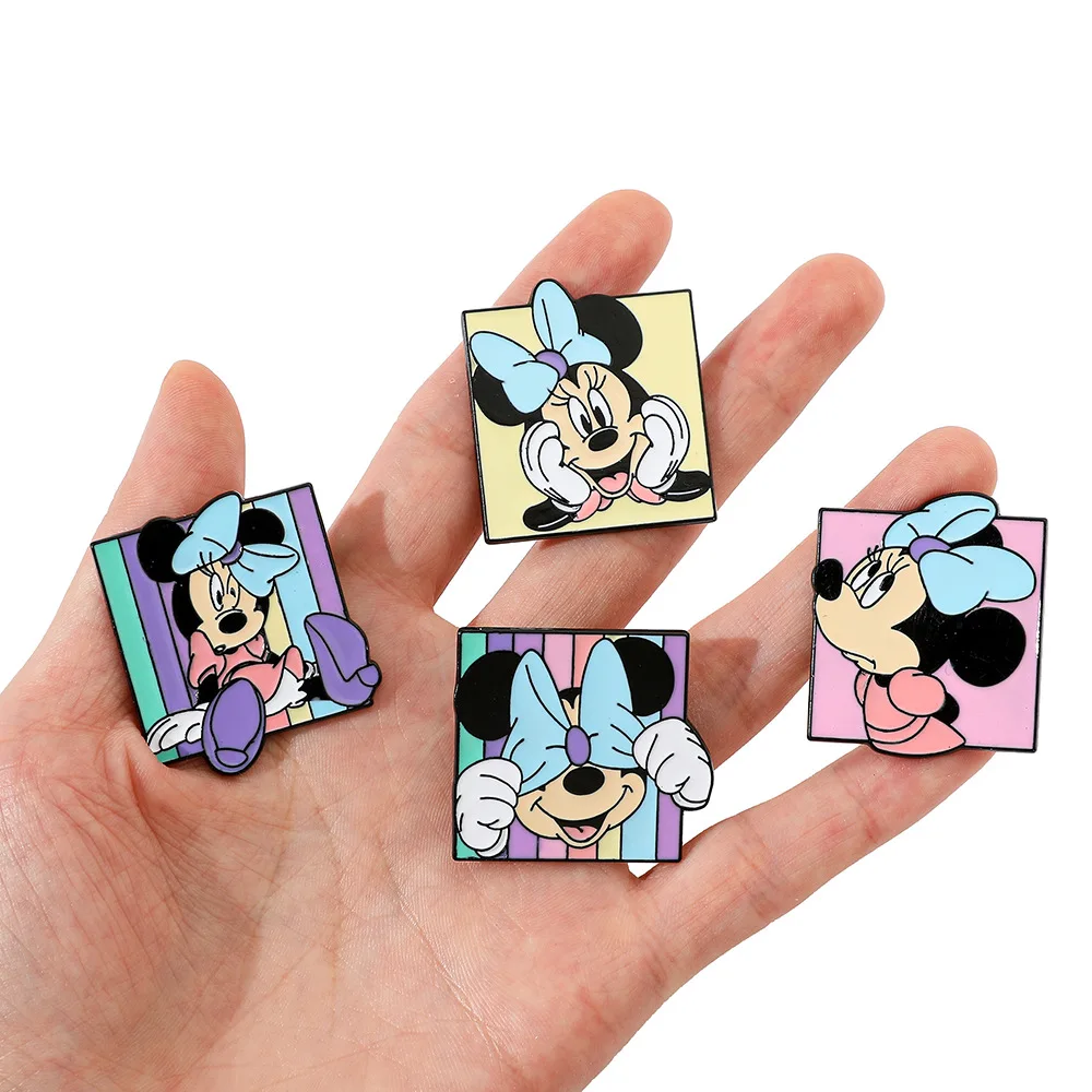 Disney Anime Creative Personality Minnie Metal Brooch Decoration Kid Cute Cartoon Badge Drip Oil Alloy Pin Accessories Wholesale