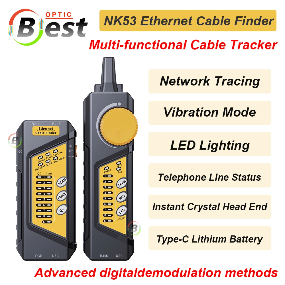 

2025 New NK53 RJ11 RJ45 Cat5 Cat6 Telephone LAN Network Cable Tester Detector Wire Tracker Tracer Toner Ethernet Line Finder