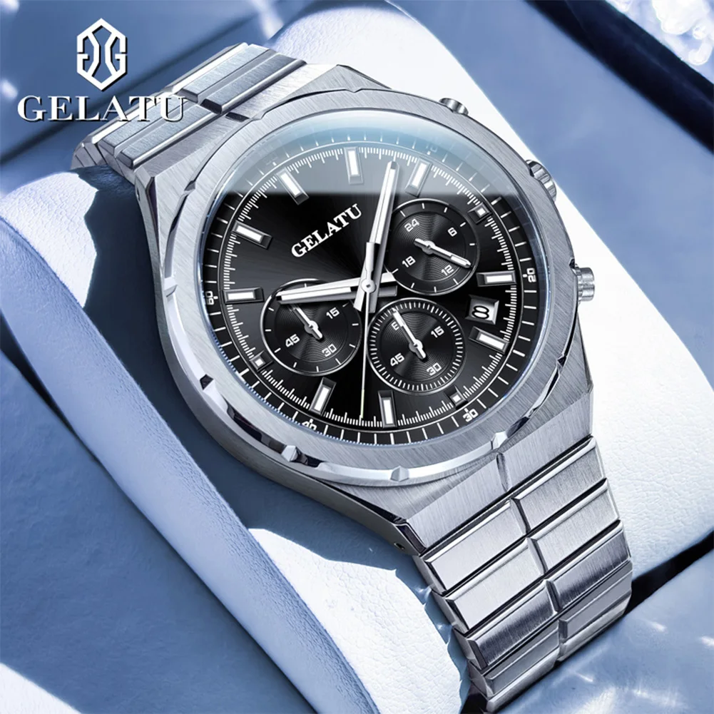 

GELATU Роскошные мужские часы с классическим циферблатом, водонепроницаемые светящиеся кварцевые часы для мужчин, модные оригинальные наручные часы, модный бренд