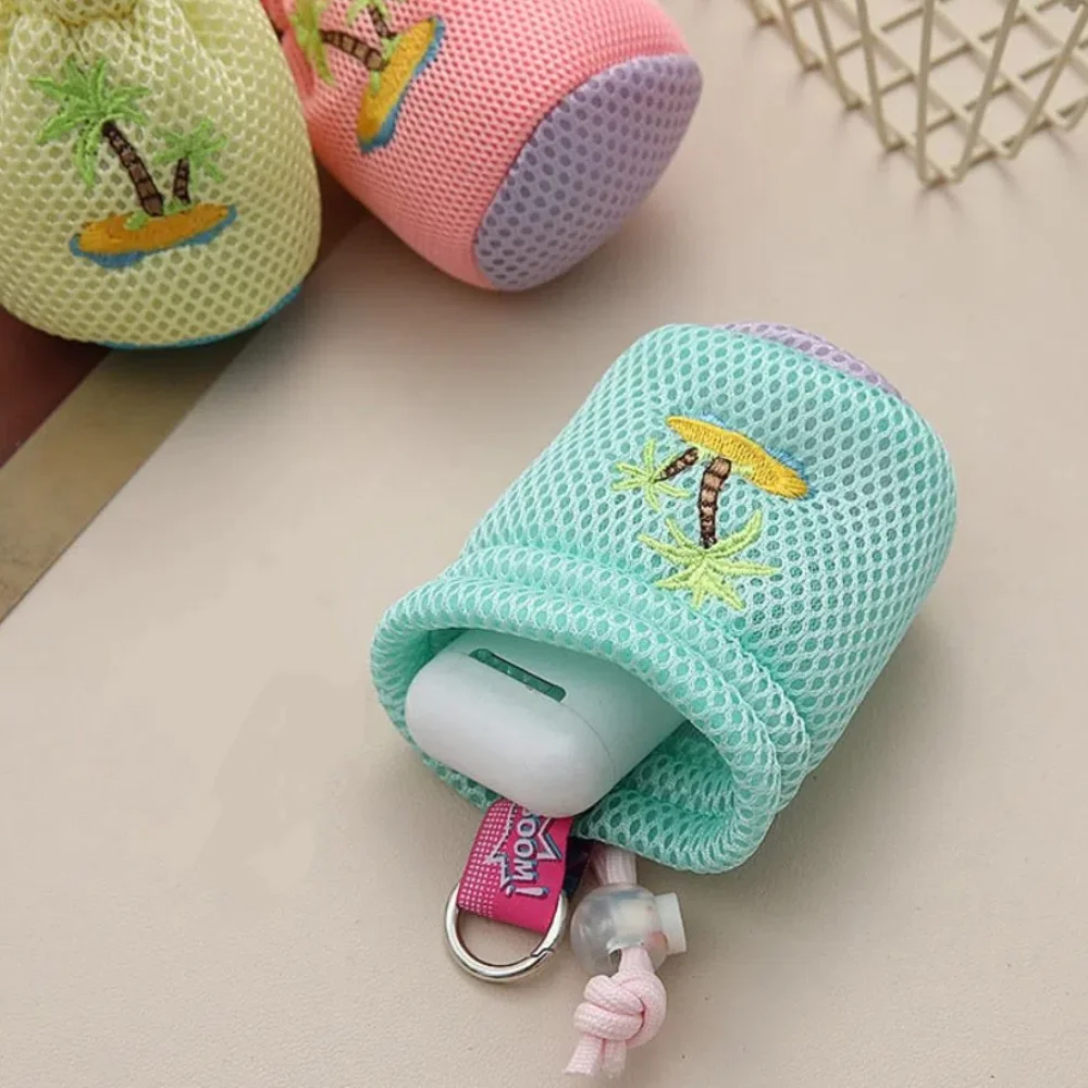 메쉬 파우치 크로스바디 헤드폰 가방 도파민 끈 포함 립스틱 가방 다기능 넥 스트랩 소형 동전 지갑