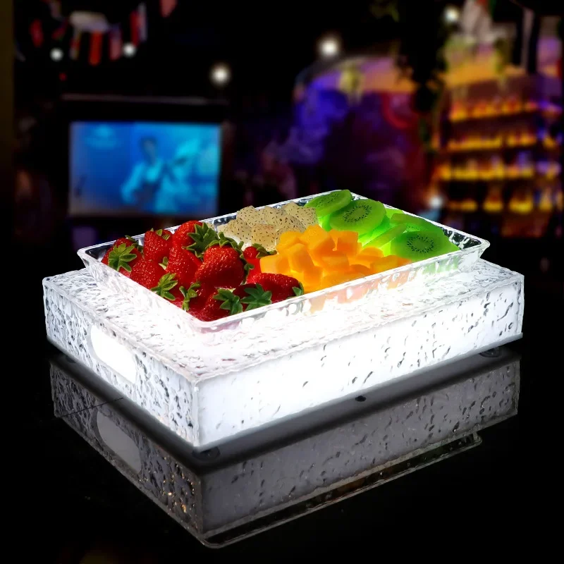 Plexiglass fruit plate bar KTV special rectangular luminous acrylic fruit plate tray snack plate