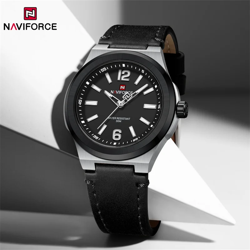 

NAVIFORCE Original New Luxury Watch For Men Sport Waterproof Clock High Quality Fashion PU Strap Male Quartz Wristwatches 2024