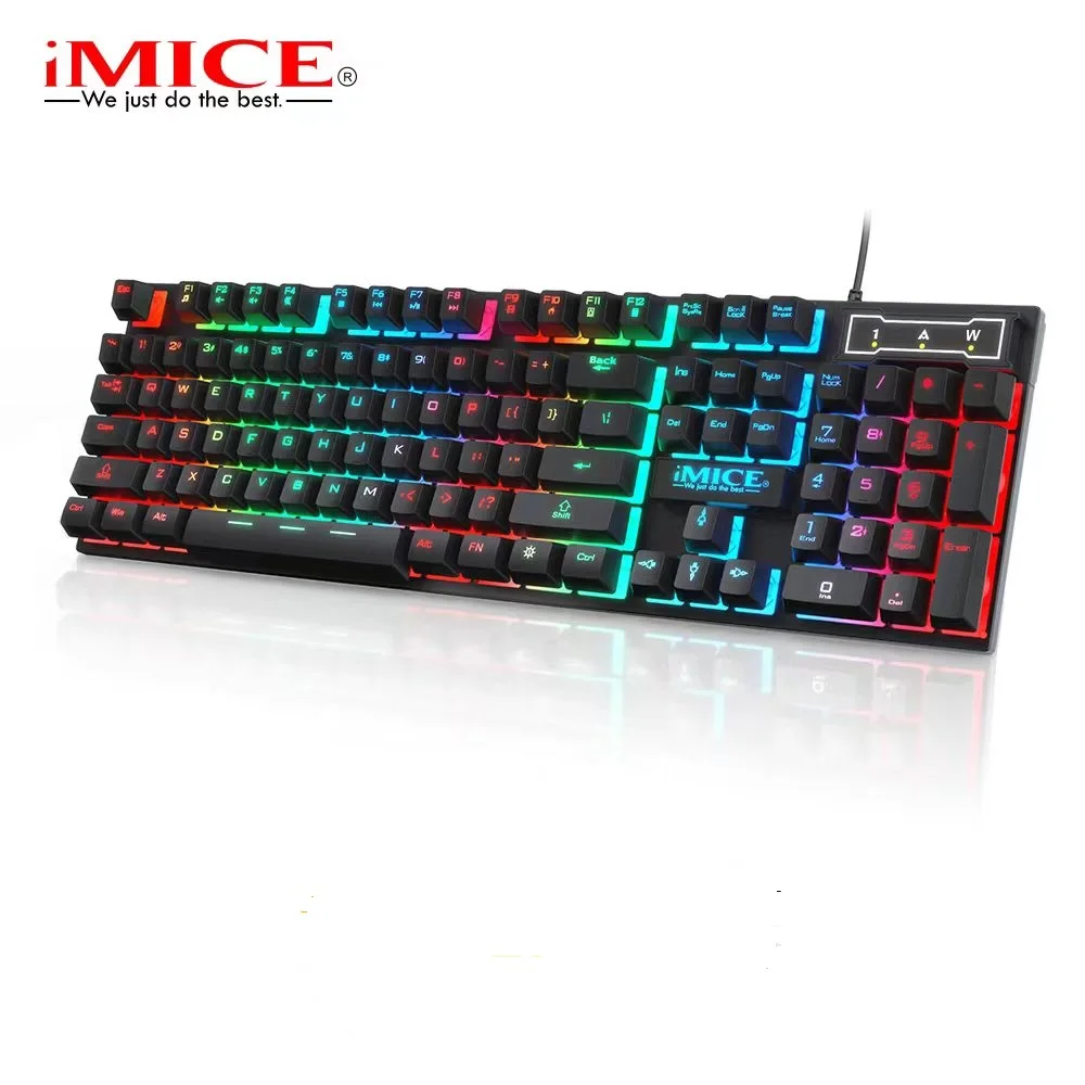 Gaming Keyboard Wired Gamer keyboards With RGB Backlit 104 Rubber Keycaps Russian Ergonomic USB Keyboard For PC Laptop