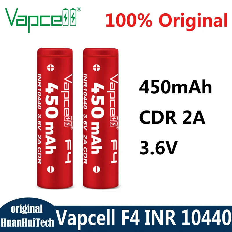 Batterie lithium rechargeable haute capacité, qualité fiable, grade A, originale Vapcell INR 10440 450mAh 2A 3.6V pour lampe torche