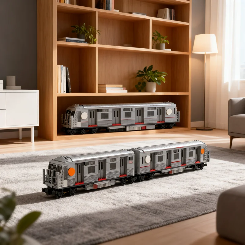 880pcs MOC City Trains R40 Slant Subway Car Model Building Blocks Christmas Gift Collectible Creative For Desktop And Shelf Art