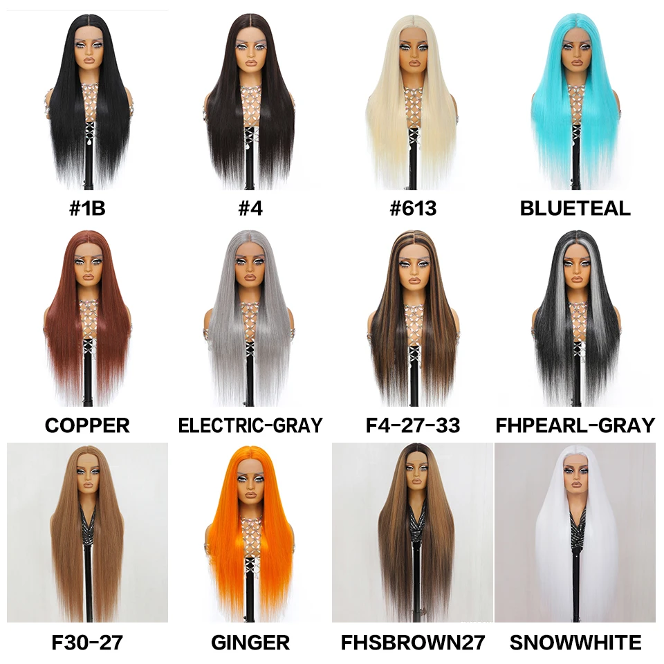 HD 레이스 프론트 가발, 블렌드 헤어 13X6 레이스 가발, 프리 플러킹된 글루리스 합성 내열 롱 스트레이트 블랙 & 블론드 가발