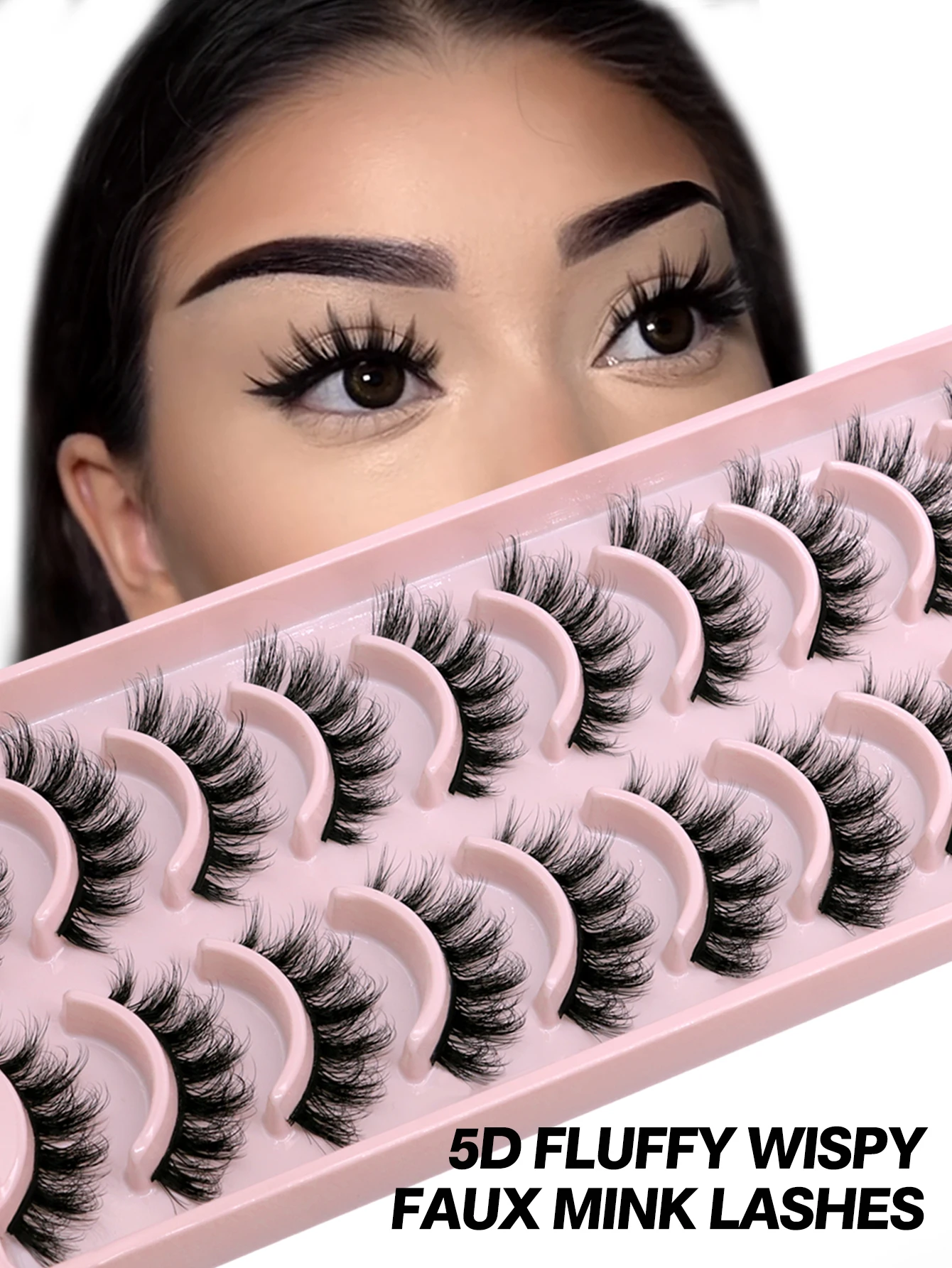Veltrinay Falsche Wimpern, flauschig, dick, künstliche Nerz-Wimpern, weich, dünn, natürlich, lange falsche Wimpern, russische Streifenwimpern, Make-up