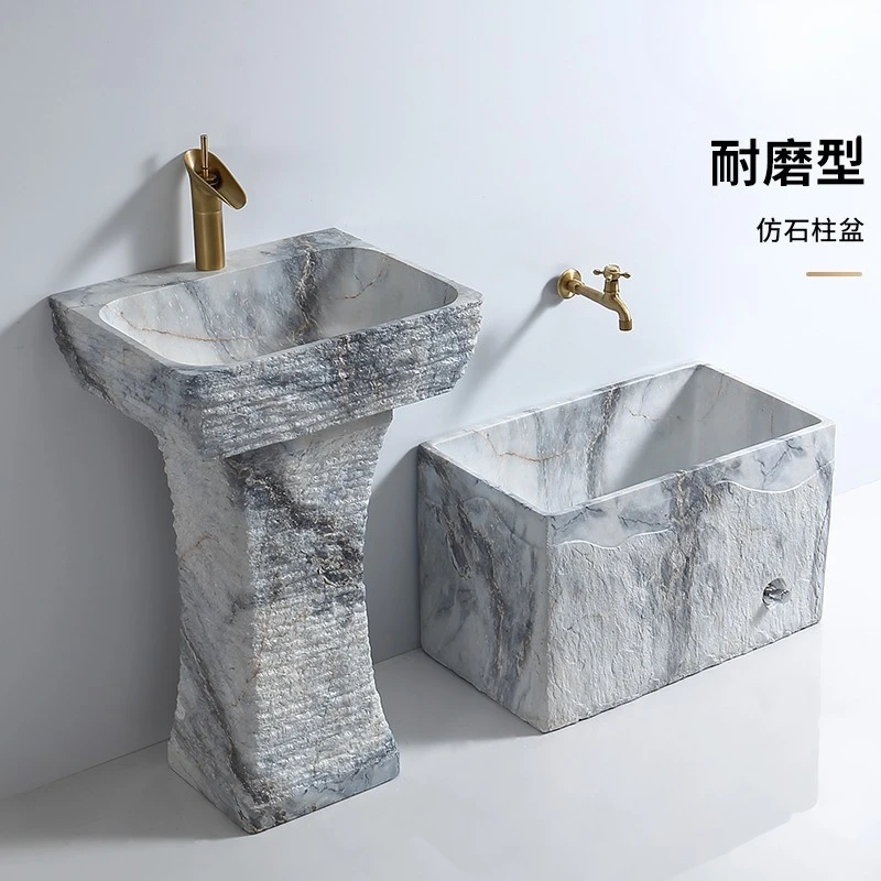 

Household balcony mop pool basin bathroom artificial stone column basin hotel floor-to-ceiling antique hand wash face