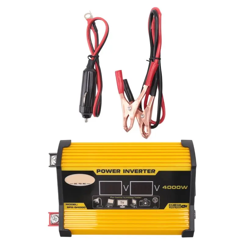 

4000W Car Inverter LED Display Multifunction 2 USB Power Converter Adapter