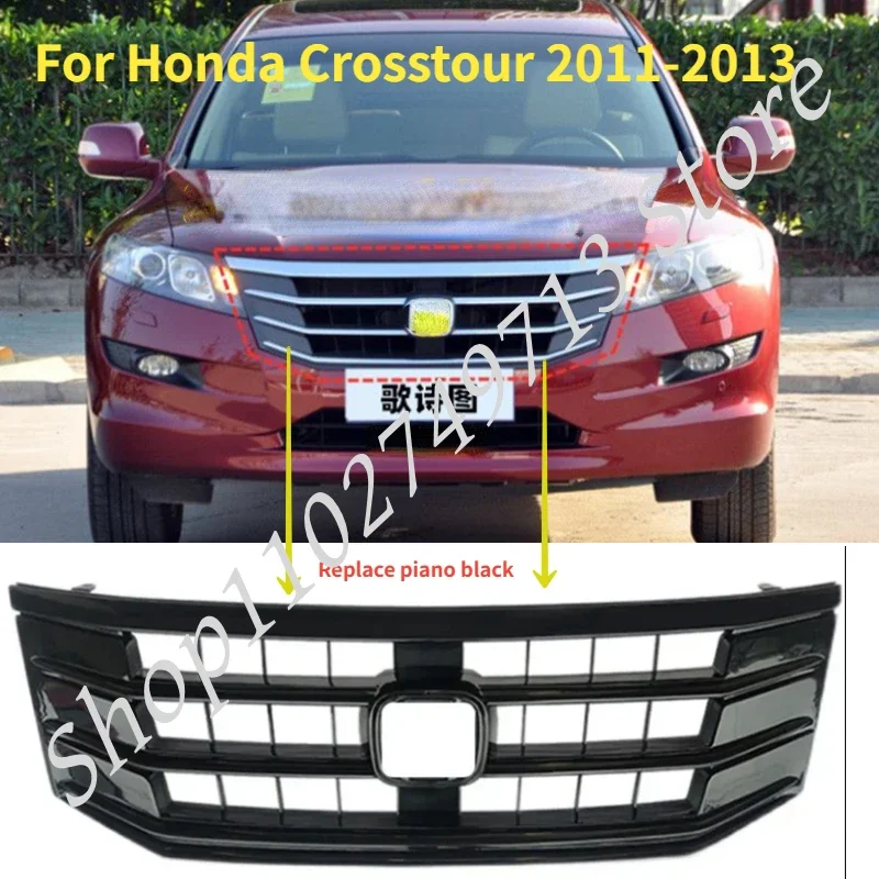 For Honda Crosstour 2011-2016 1PC Piano Black Band New Front Grill Grille Auto Racing Car Grill High Quality Direct Replacement