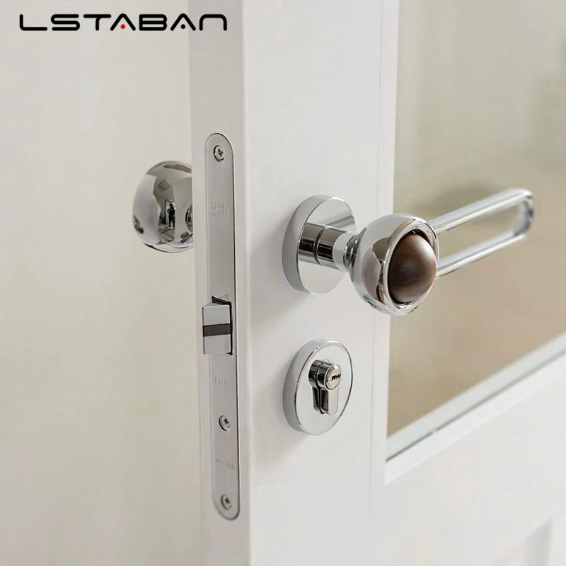 Solid Walnut Wood Indoor Door Lock Light Luxury Bedroom Split Silent Door Lock Zinc Alloy Mechanical Furniture Handle Mute Locks