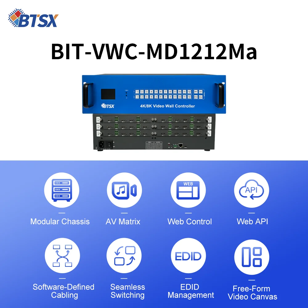 4K60 Seamless Video Wall Processor 12x12 HDMI Matrix Splicer with HDMI 2.0 Input and HDMI 1.4 Output