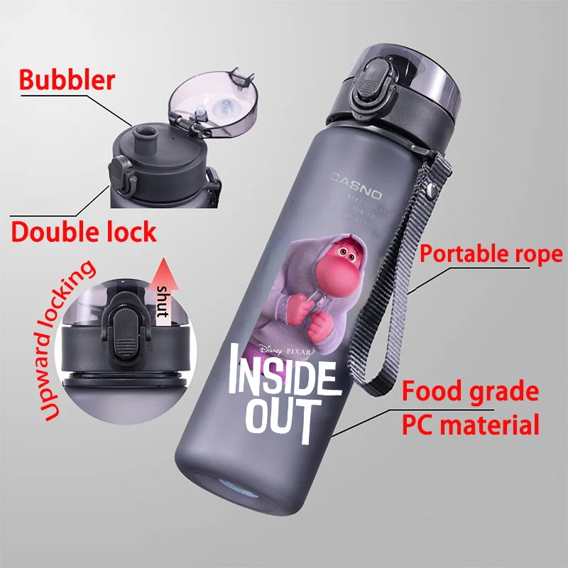 Inside Out 560ML Large Capacity 4 Color Children Water Cup Portable Plastic Outdoor Sports Aldults Drinking Water Bottle Anime