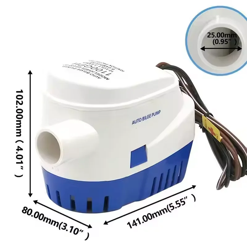 12V 24V อัตโนมัติเรือปั๊มน้ําท้องเรือ 750GPH 1100GPH ไฟฟ้า Marine มอเตอร์ไอเสีย Auto Submersible Sump เครื่องบินทะเลพร้อมสวิตช์