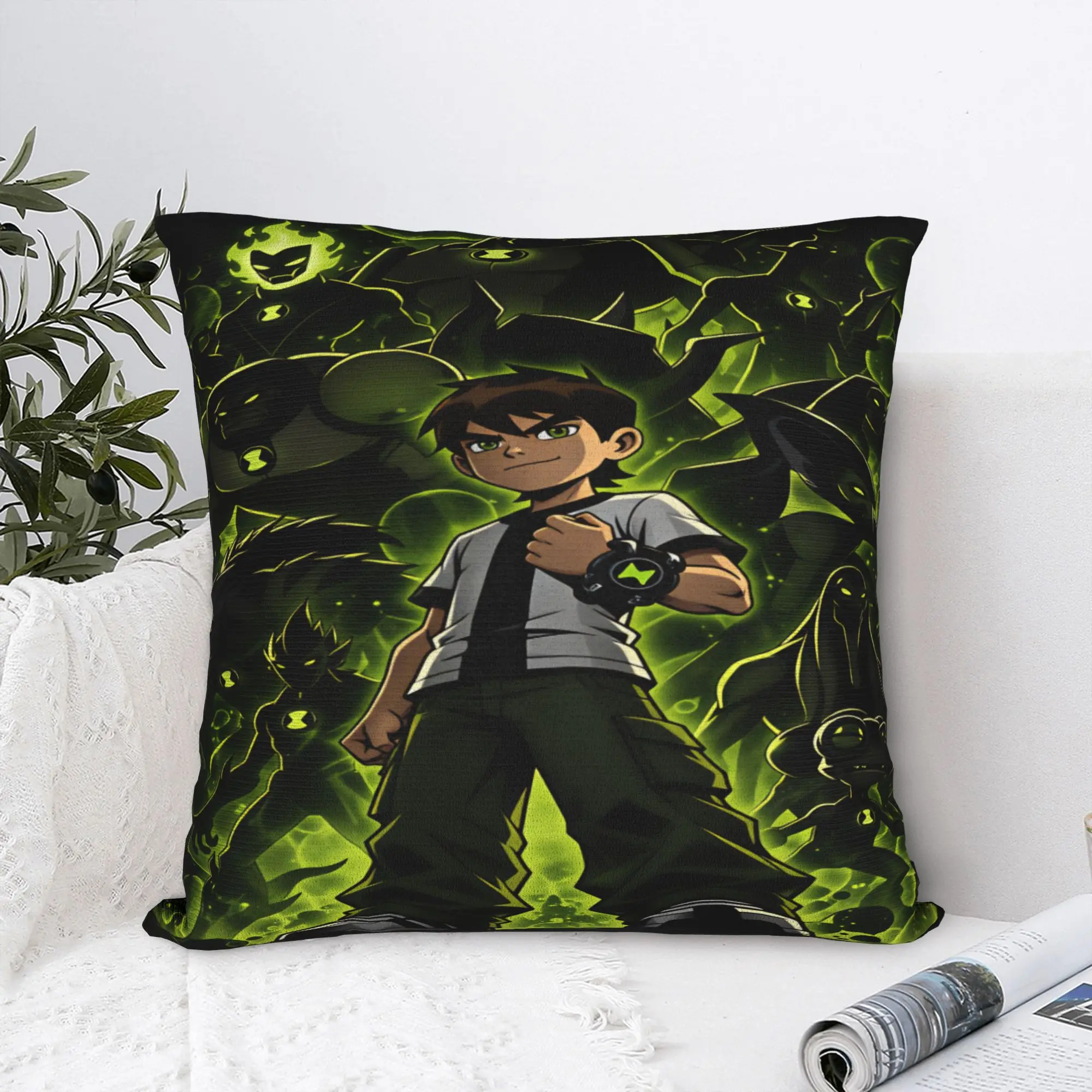 Ben 10 Cartoon Pillow Case  Soft Pillow Cover For Sofa Home Decor Vintage Pillowcases