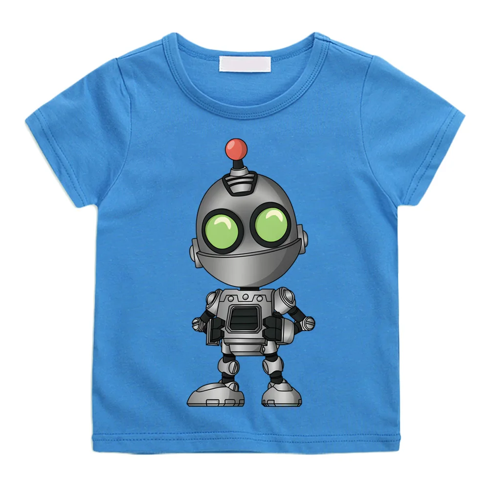 2025NEW Ratchet & Clank Rift Apart camisetas de juego dibujos animados estéticos niños/niñas camiseta estampado de dibujos animados Manga 100% Camiseta de algodón