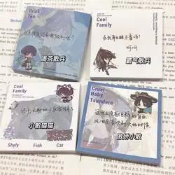 4Pcs/Lot  Memo Pad Wanderer Balladeer Kabukimono Scaramouche Sticky Notes Pad Decorative Stationery Stickers Gift