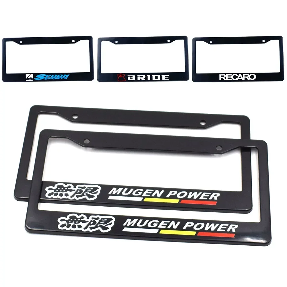 

2X Black ABS Racing Car License Plate Frame Tag Cover Holder For USA Standard