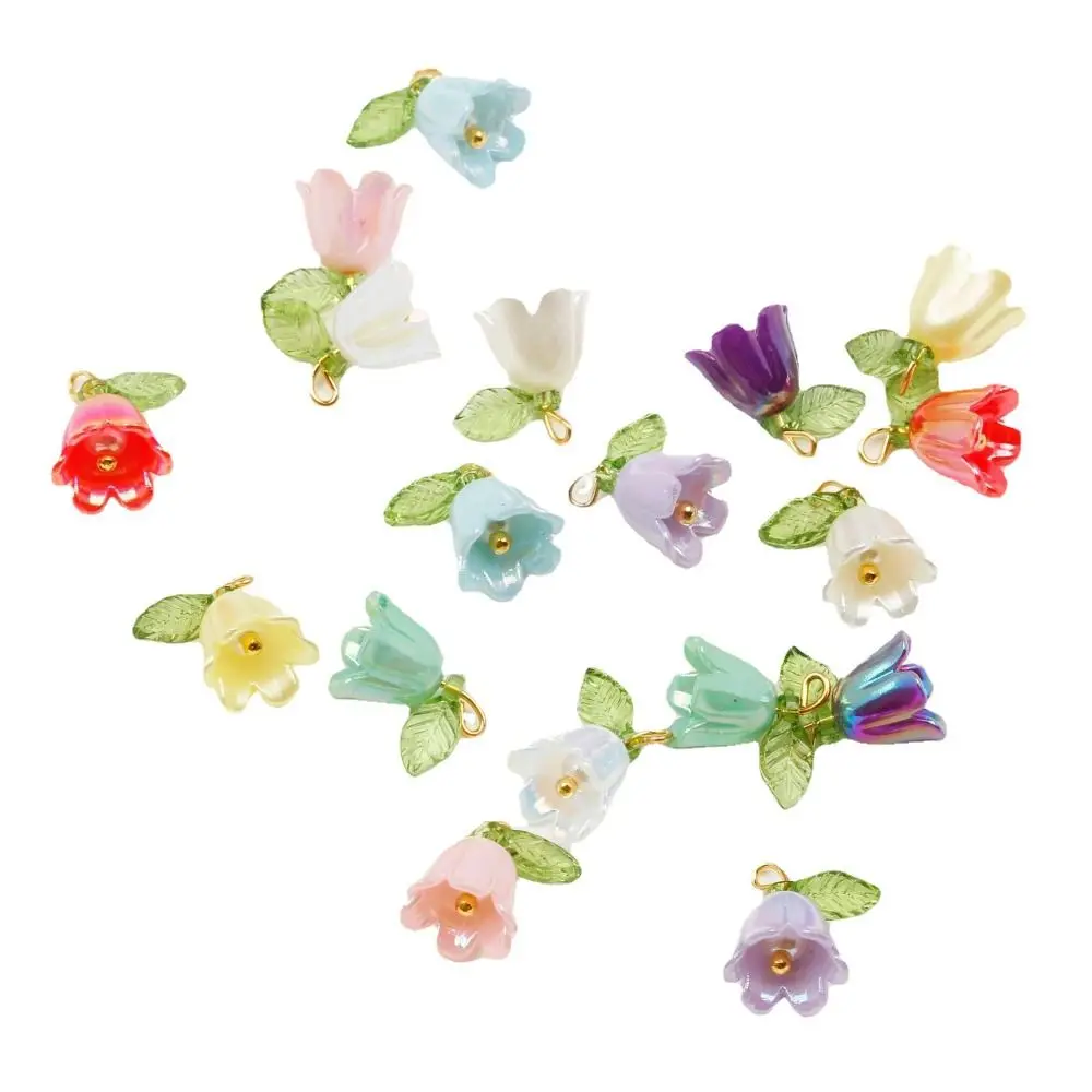 For DIY Hairpin for Necklace Earrings DIY Crafts Jewelry Making Bell Orchid Beads Flora Leaves Beads Lampwork Beads Loose Beads