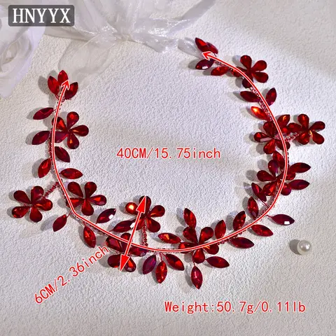 HNYYX Rött Brudklänningsbälte Glänsande Rött Strassbälte Lämpligt för Bröllop Brudtärnor Bal Kristall Blomma Klänning Skärp SA232 10 best sales strassbälten för aftonklänningar - №5