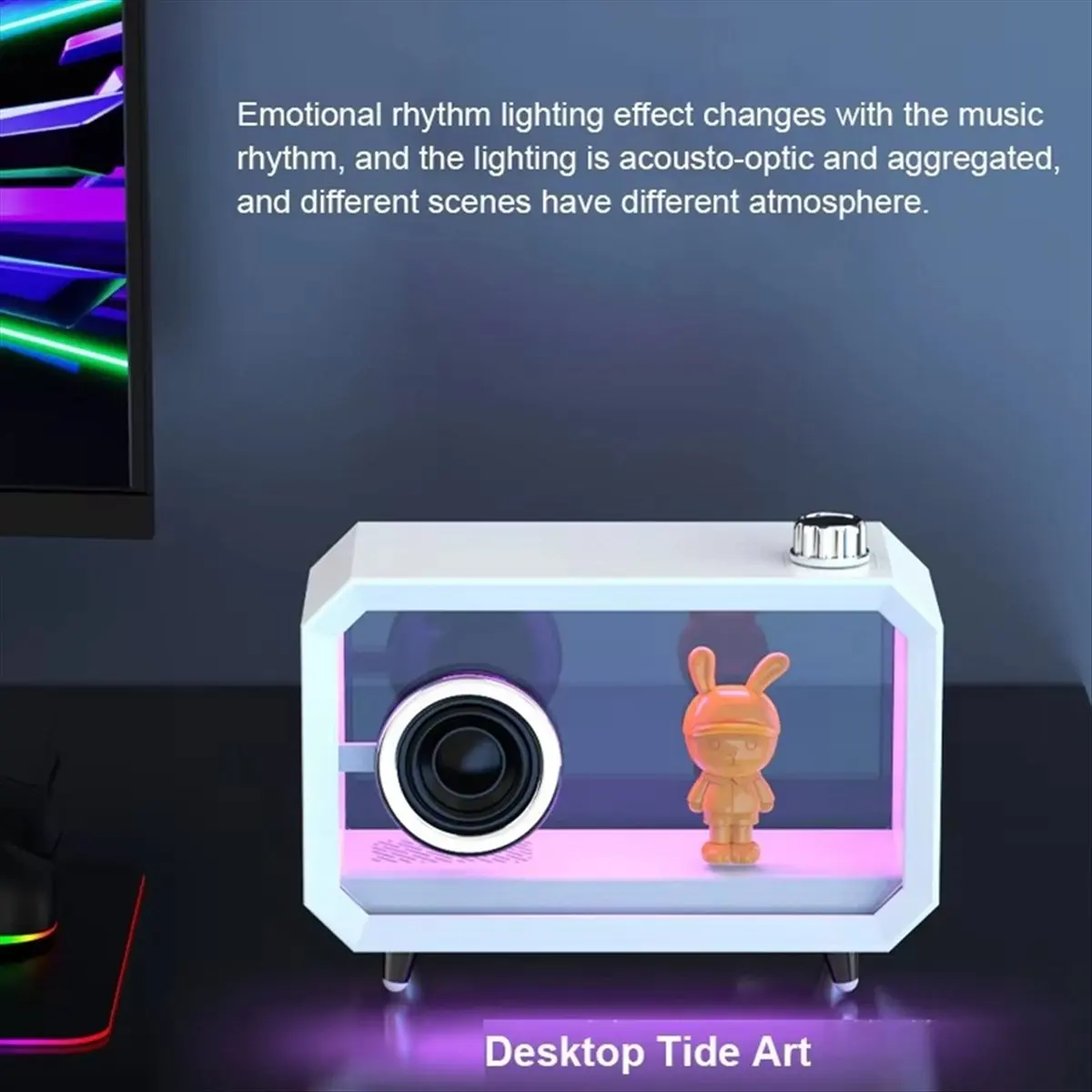DIY Transparent Bluetooth Speaker RGB Colorful Lighting Computer Subwoofer Desktop Audio High Volume Display AUX Play B