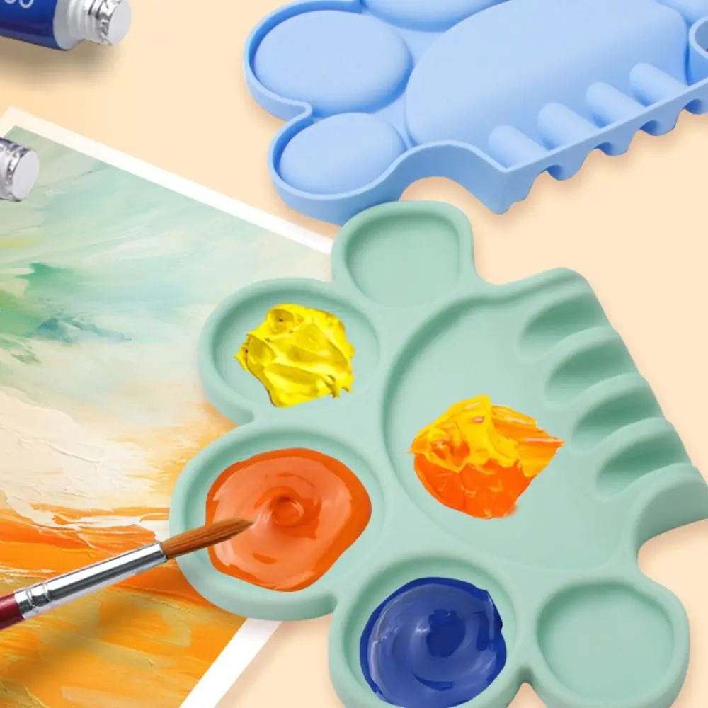 Silicone Paint Palette Compartment Design with Pen Holder Pigment Dispensing Tray Easy to Wash Palette Tray Painting Supplies