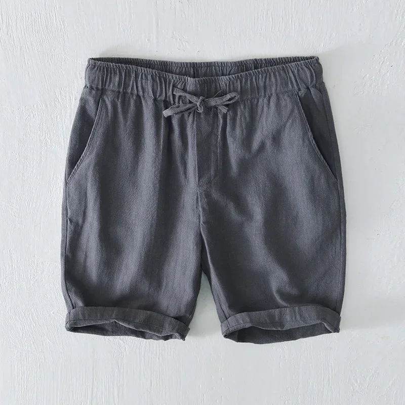 Cotton Linen Shorts Fpr Men Summer New Fashion Loose Beach Holiday Shorts Man Casual Shorts Plus Size Drawstring Shorts