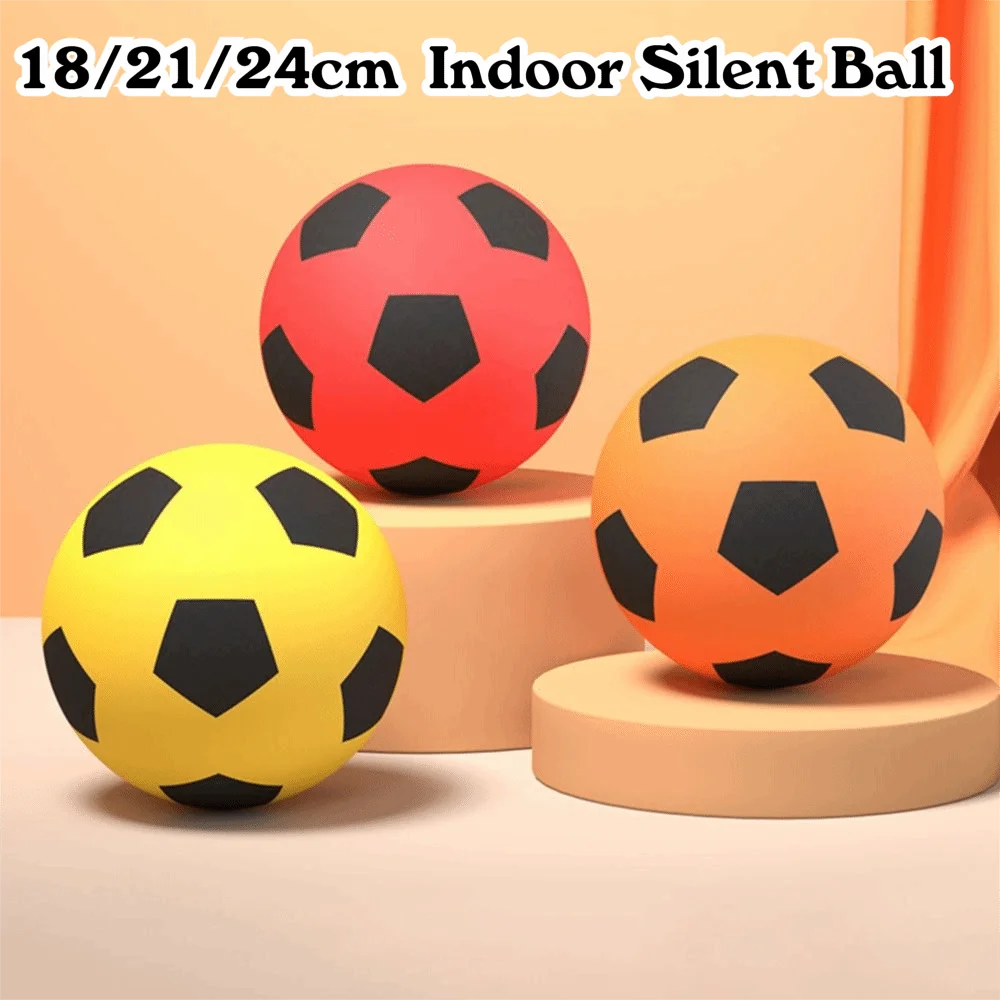 

High-Elastic Silent Football Easy to Grip Lightweight Low Noise Foam Soccer Ball 18/21/24CM Low Noise Indoor Training Ball