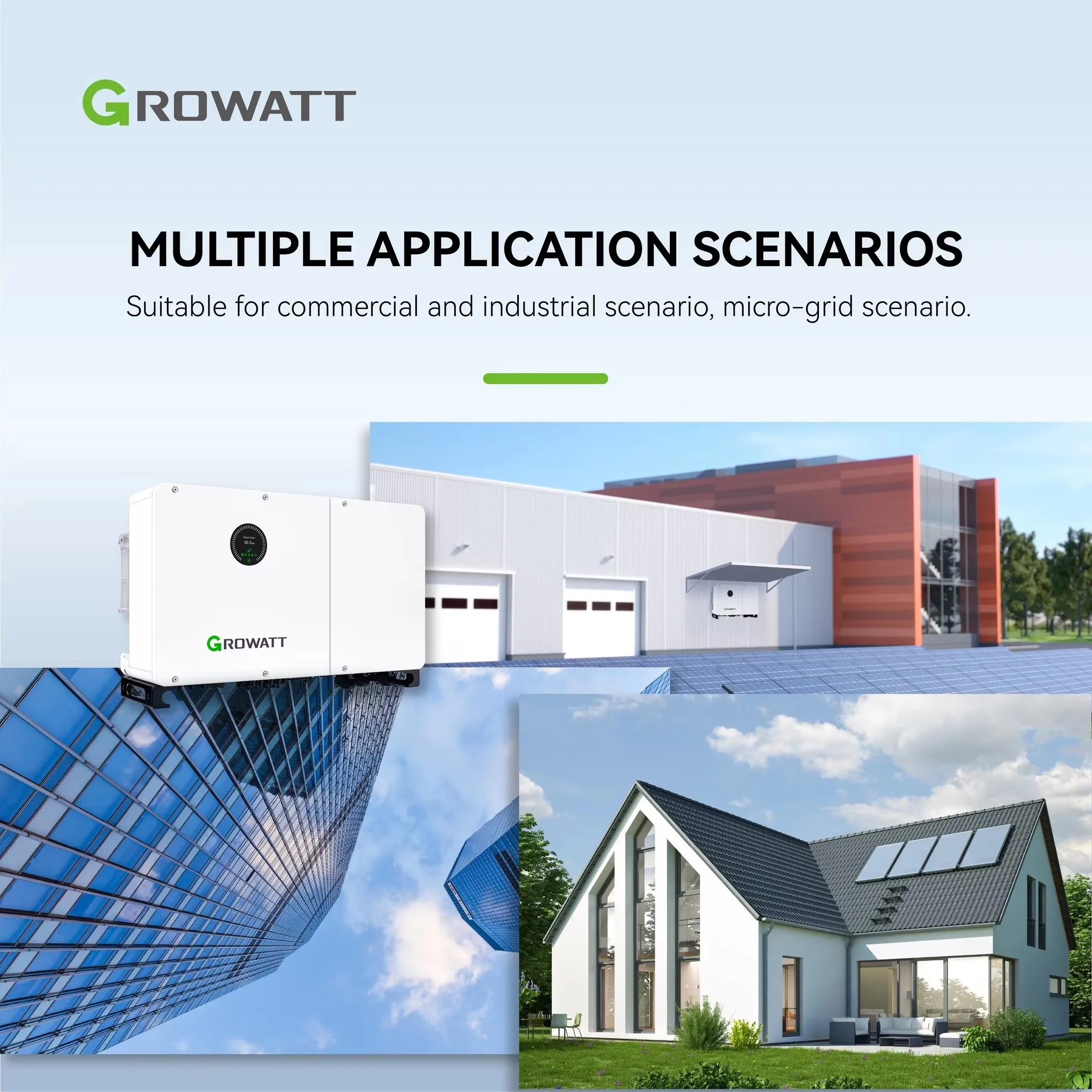 ‘Growatt Good Quality and Price WIT 30-50KXHU Three Phase Hybrid Inverter 30kw 36kw 40kw 50kw High Voltage Commercial Inverter