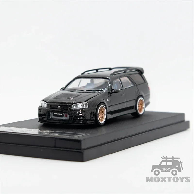 ZOOM 1:64 R34 Stagea full carbon Black / Blue / Purple limited499 Diecast Model Car