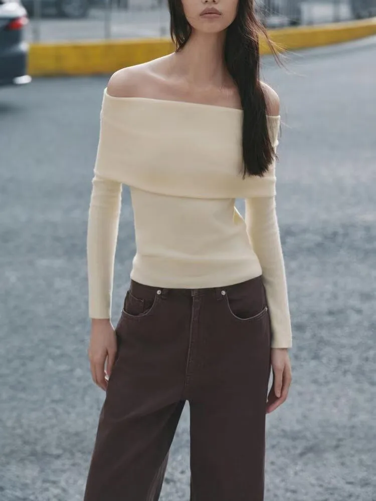 

Модный вязаный топ в форме сердца, женский зимний новый поступление, плиссированный универсальный топ Sle ort Sve Dr