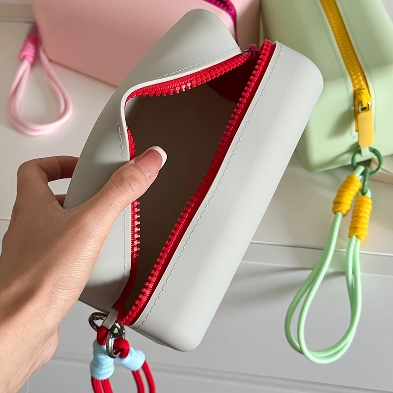 Large Silicone Makeup Bag, Multifunctional Toiletry Pouch with Hand Strap, Travel Organizer for Cosmetics,Electronics,Minimalist