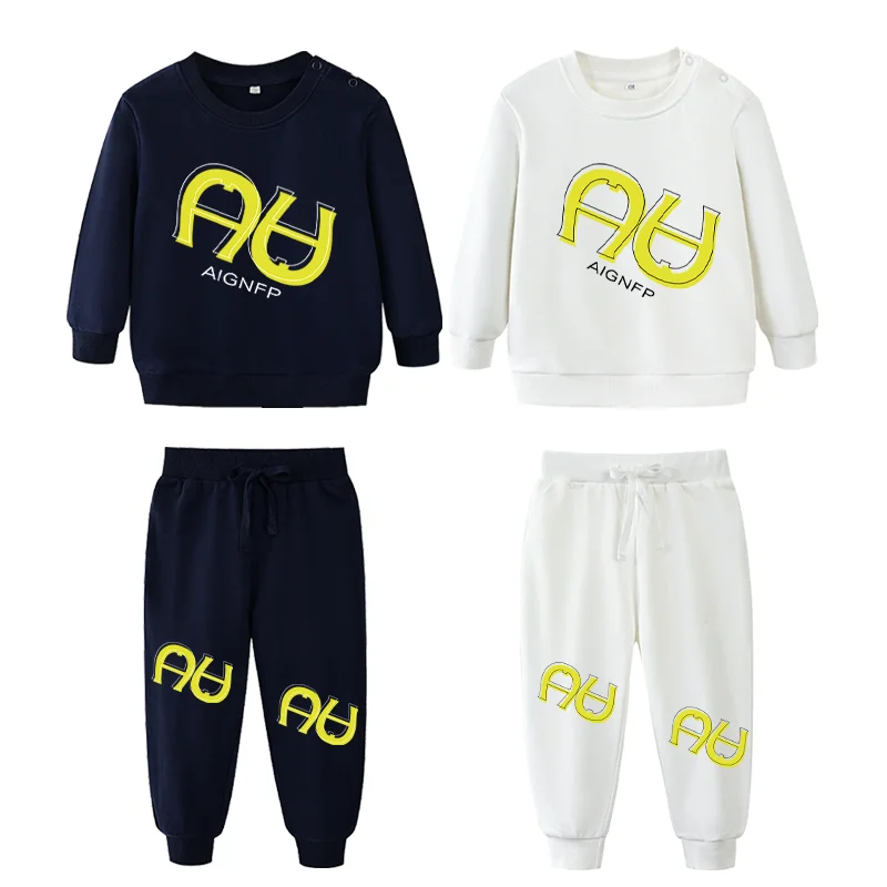 0-24-ヶ月新生児スウェットシャツセット冬のファッションプルオーバー綿暖かい長袖パーカーパンツ-2-個スーツ幼児ベビーセーター