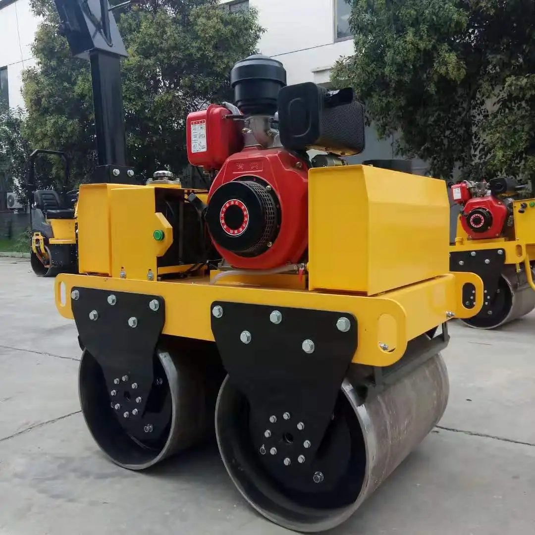 SONGMAO Hand Mini Road Roller Compactor Walk Behind Baby Double Drum Vibratory Hine