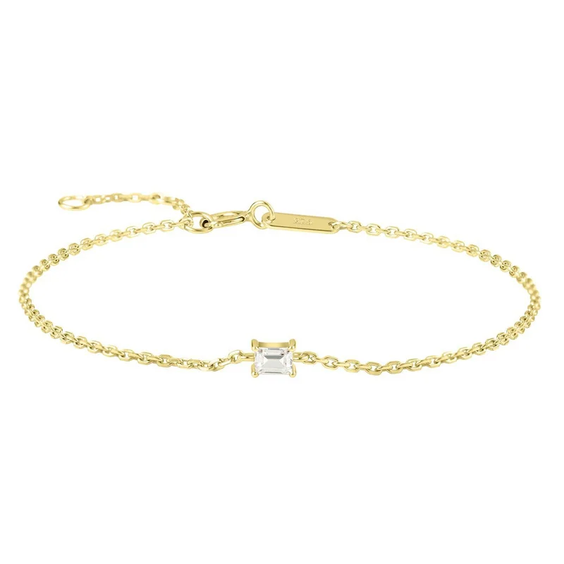 

ZFSILVER Classic 925 Silver Luxury Moissanite Square Rectangle Bracelet For Charms Women Accessories Luxury Jewelry Gift C10168B