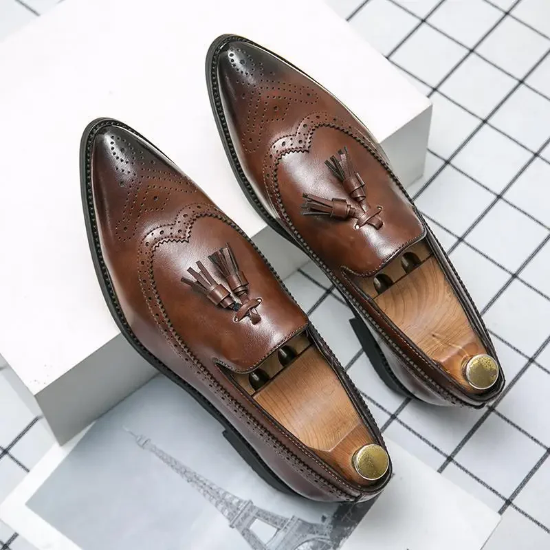 Suit Leather Shoes Men's Business Casual Formal Wear British Leather Shoes Men's Business Korean Version Office Social Shoes Der