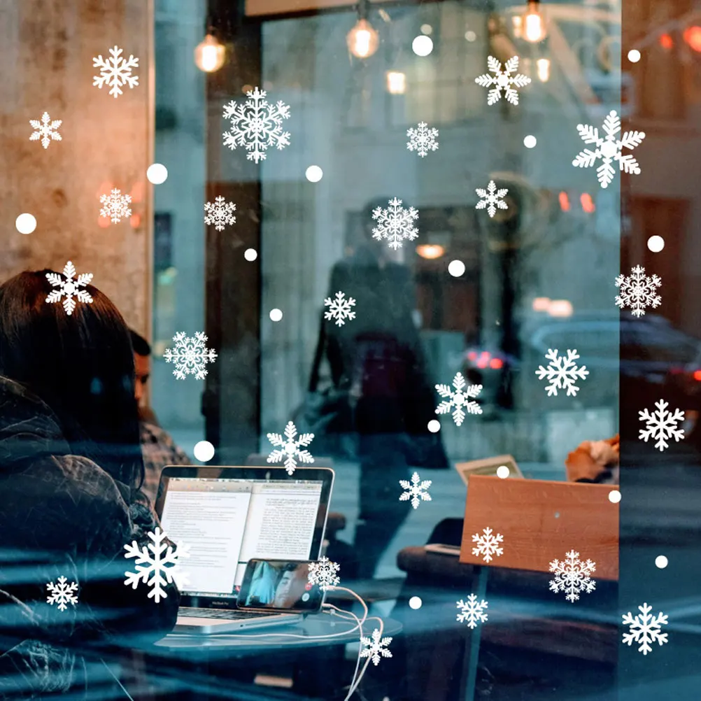 5 قطع من ملصقات الحائط على شكل ندفة الثلج، نافذة قابلة للإزالة، زينة باب زجاجي، عطلة عيد الميلاد، الشتاء، بلاد العجائب، ذاتية اللصق #4