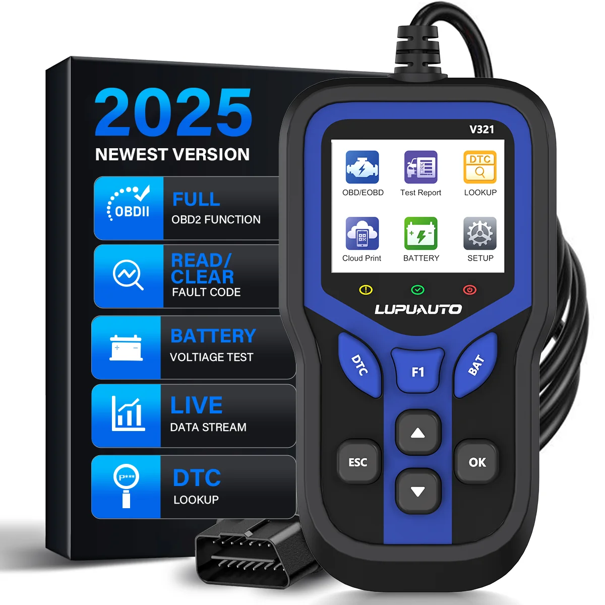 V321 obd2 يده رمز القارئ obd خطأ سيارة أداة تشخيص البطارية الصحة تستر محرك خطأ رمز الماسح الضوئي