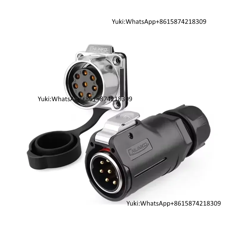 Cnlinko LP28 8PIN Waterproof IP67 Aviation Electrical Power Connector Receptacle 15A Male Female Plastic Plug Wiring