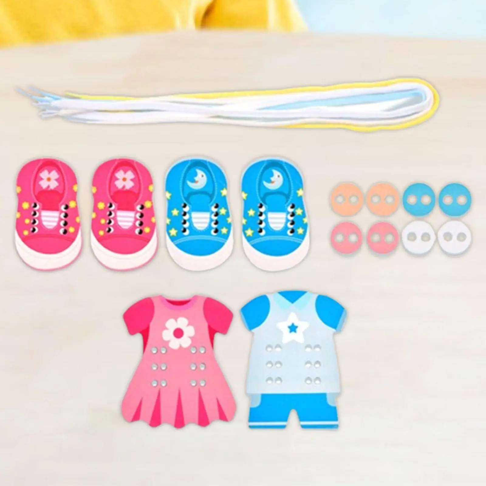 Shoelace Threading Toys Buttoning Game Educational Toy Shoelaces Tying Toy Kindergarten Learn to Tie Shoelaces Fine Motor Skills