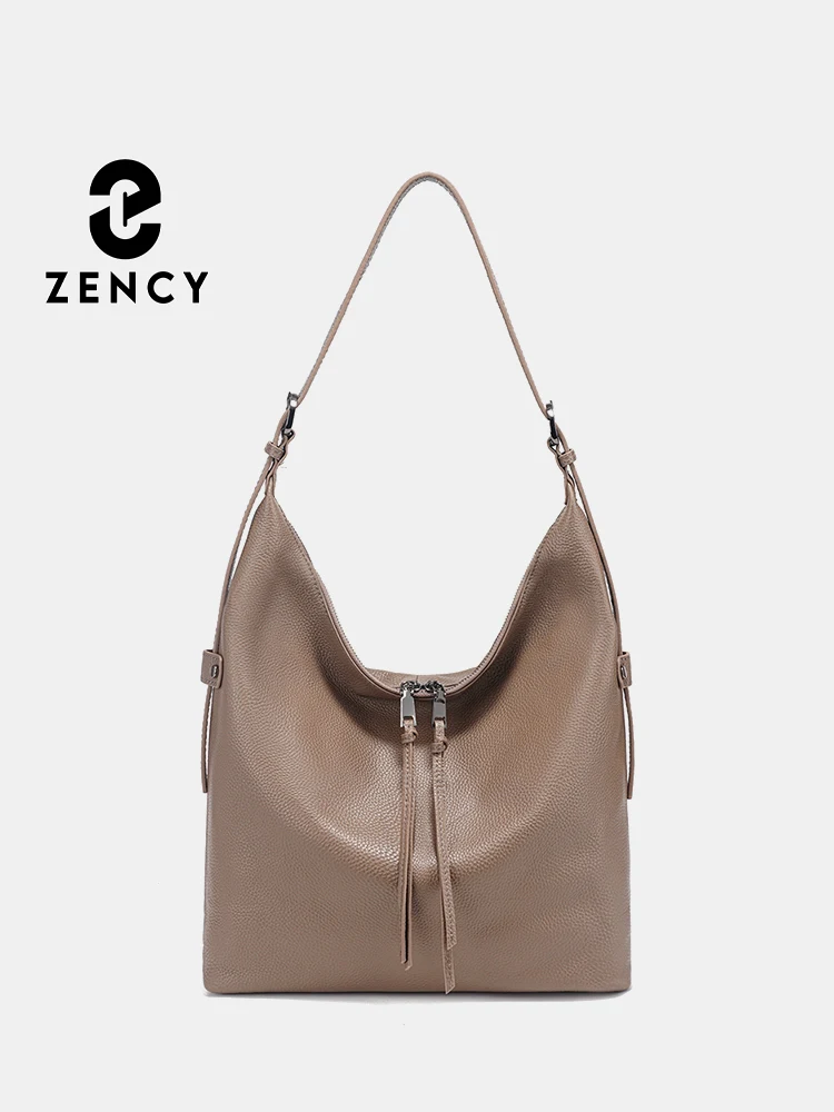 

Zency Premium Genuine Leather Women's Handbag Hobo Bag Large Capacity Fashion Shoulder Bolsa for Ladies Winter Large Shopper Bag