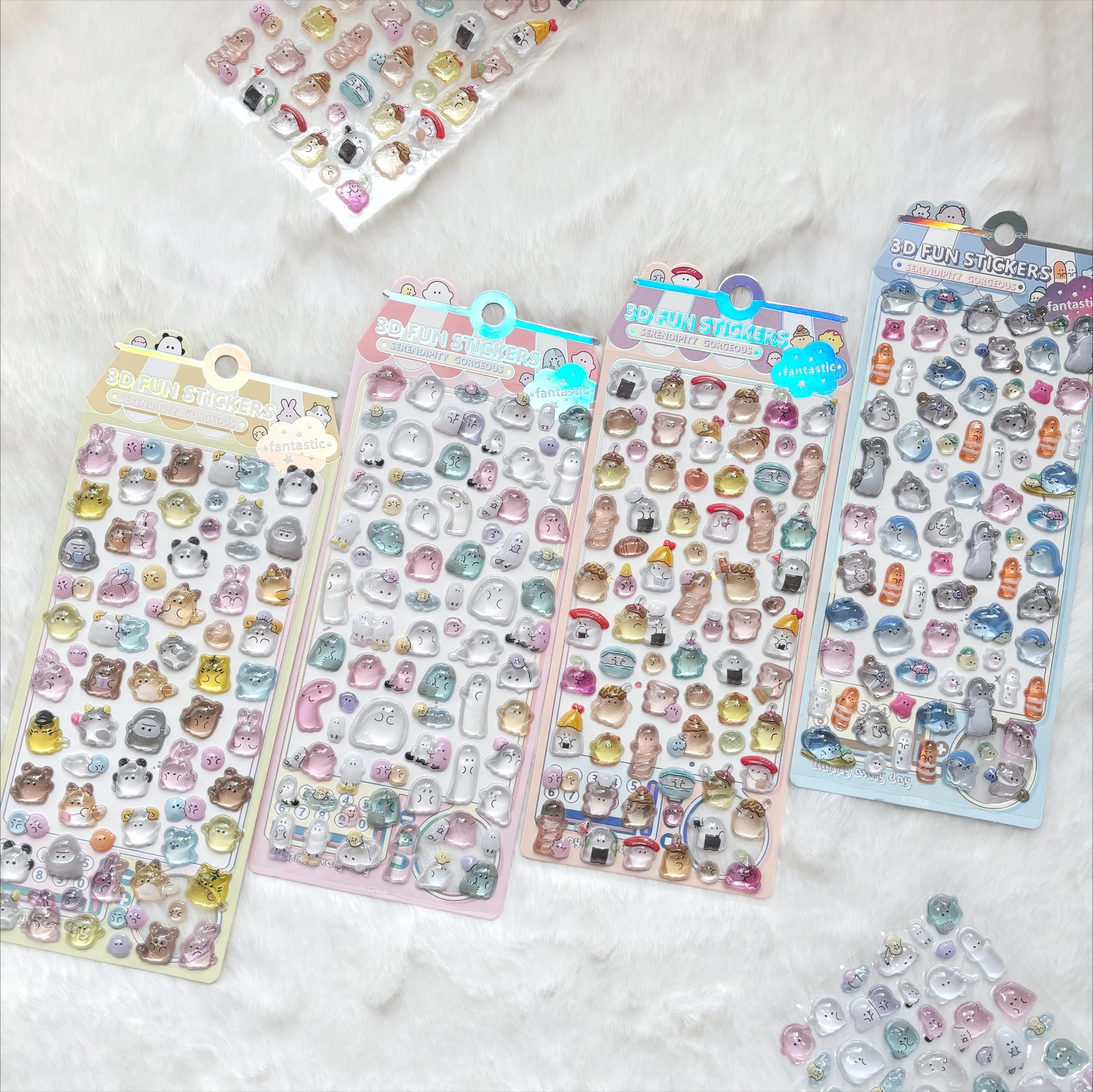 1/4-Piece Kids' Cartoon Cute Soft Ghost 3D Stickers - Adorable 3D Decor Decals for Phones, Notebooks(Anime Worlds Store)