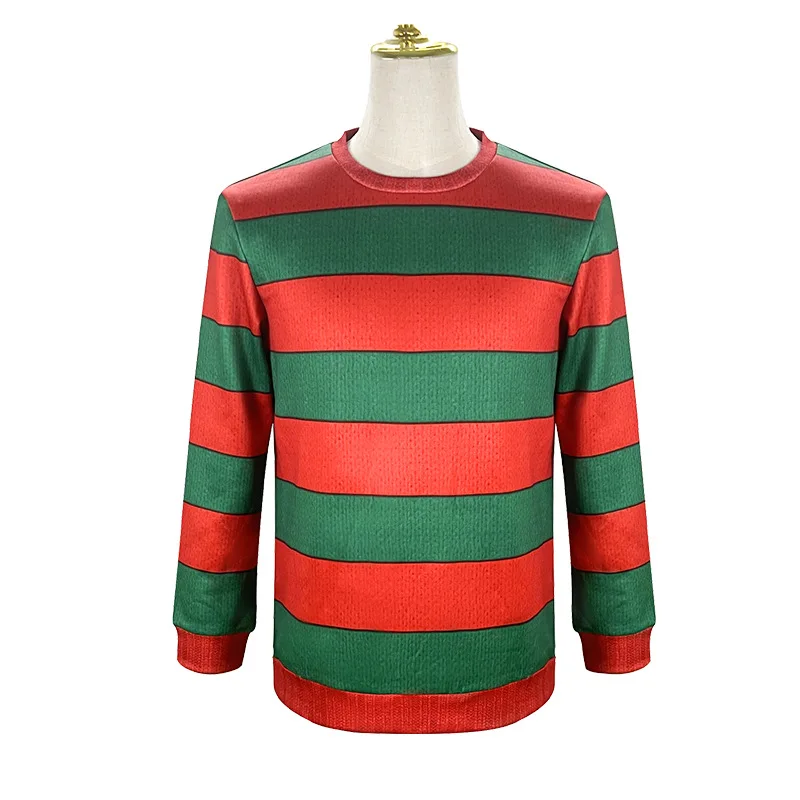 Disfraz de cosplay de Halloween ropa de terror de Freddy rayas rojas superventas nuevo