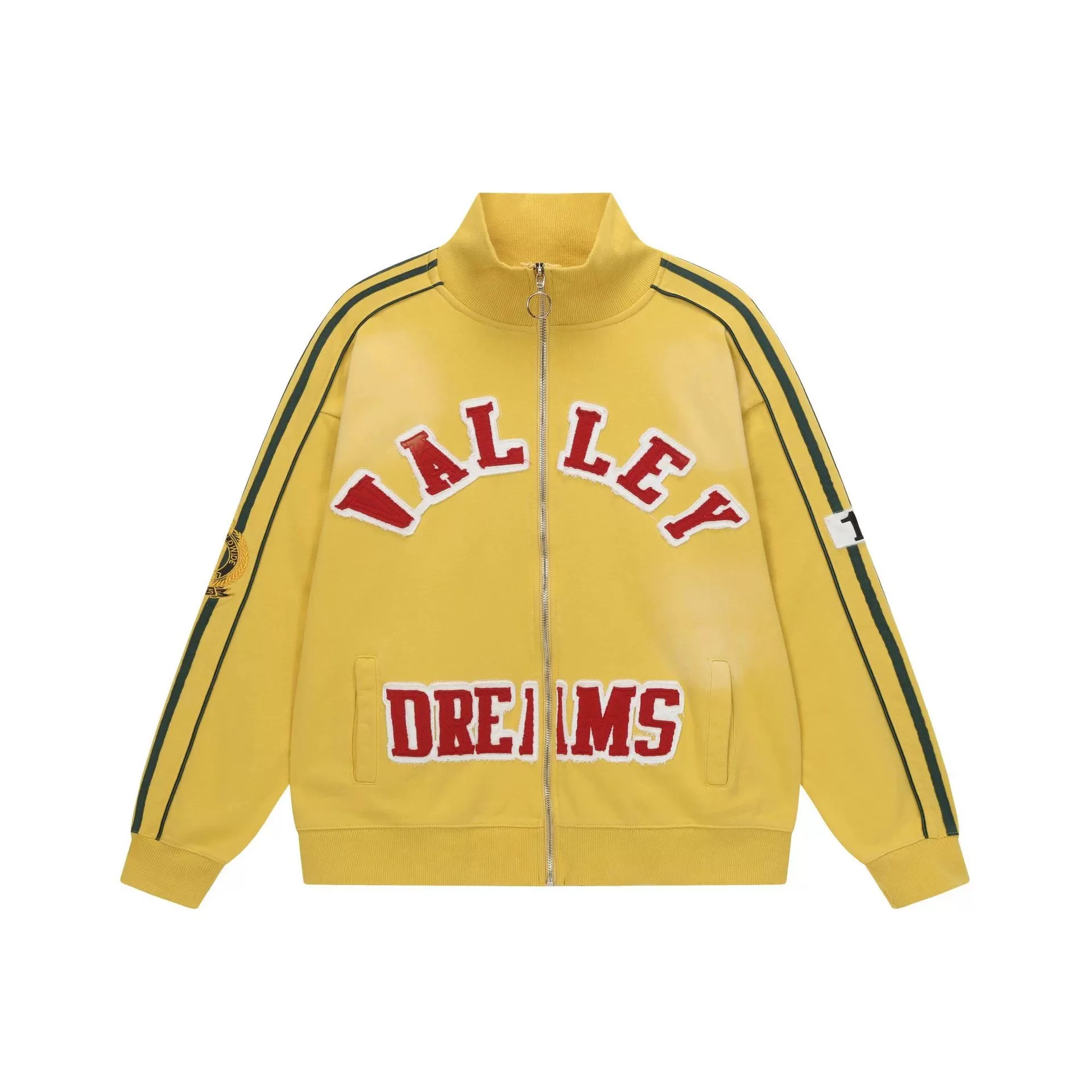 VALE FOREVER VALLEY Eagle Print Unisex Zip Up Hoodie, Autumn Winter Streetwear Loose French Terry Casual Jacket