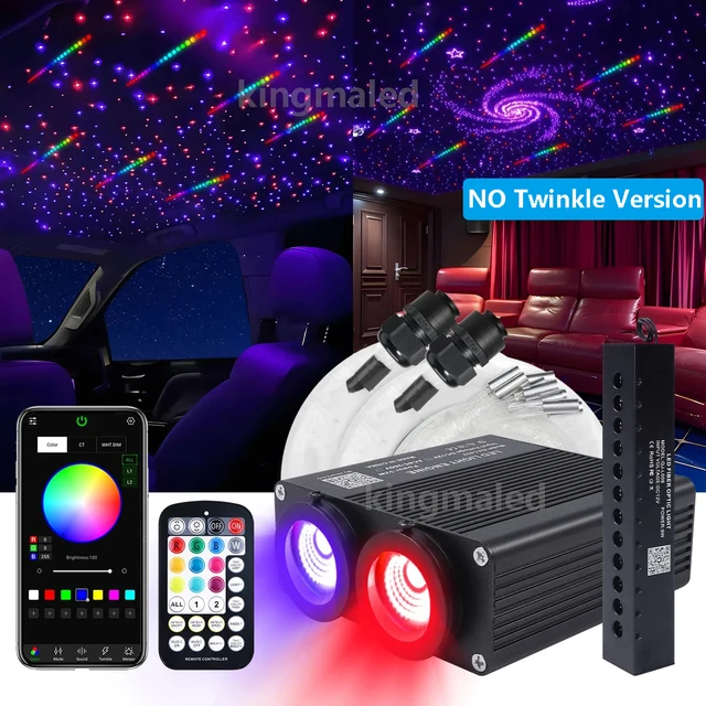 Zestaw światłowodowy do gwieździstego sufitu samochodu 32W z dwoma portami, efektem RGB Meteor i sterowaniem przez aplikację, światłowody do sufitu samochodu z efektem gwieździstego nieba.
